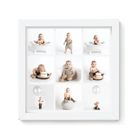 10x10" - 9 Photos, Wood Frame